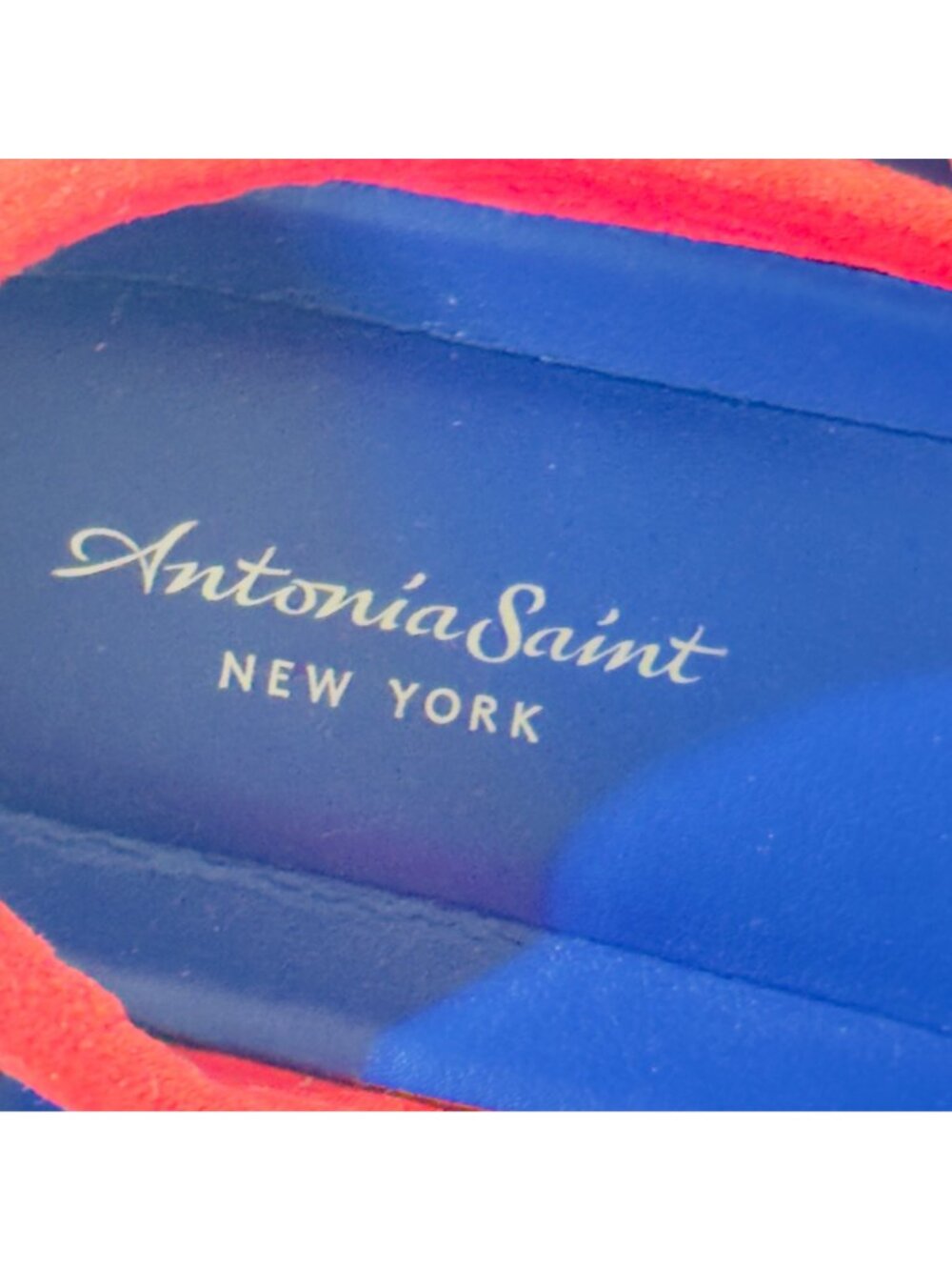 Antonia Saint Womens Red Suede Flats With Blue Insole Made In Spain Size 7C - Picture 8 of 10
